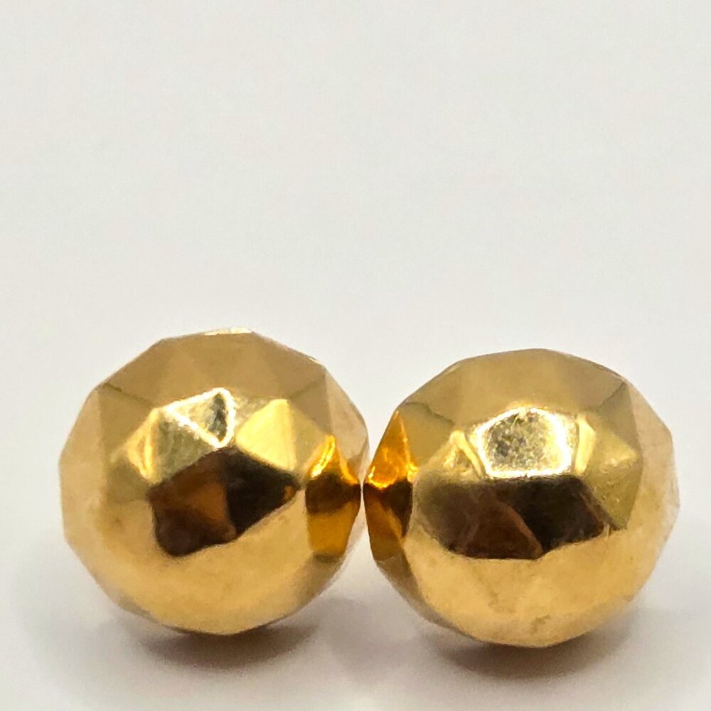 14K Yellow Gold Faceted Dome Stud Earrings